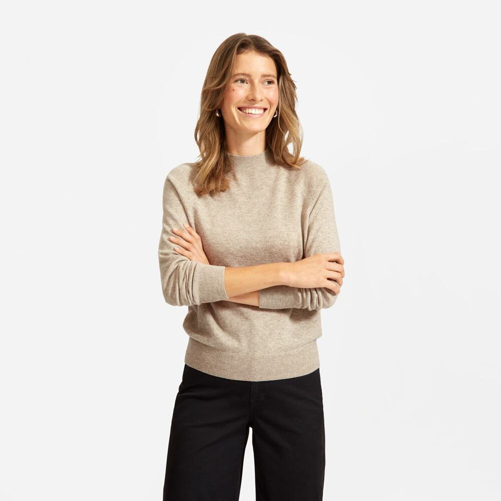Everlane The Cashmere Raglan Mockneck Tan Base - Size M